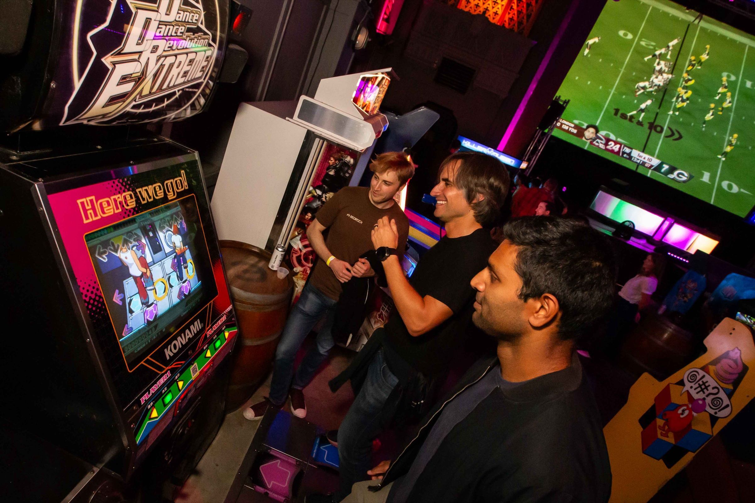 Bedrock teammates playing arcade games